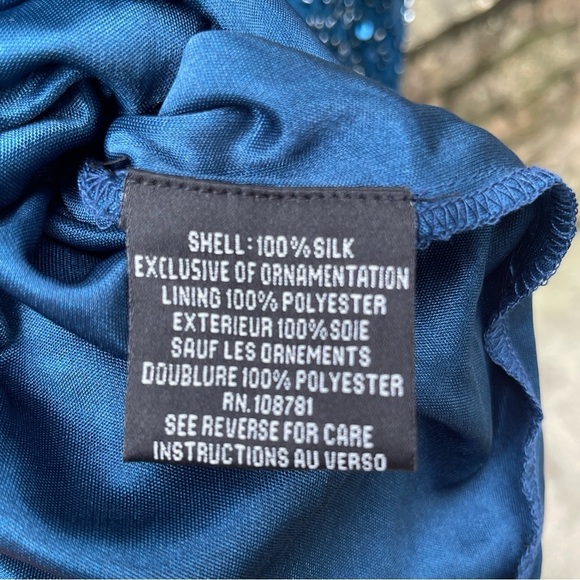 AIDAN MATTOX BEADED SEQUIN BEADED SILK Drape Cold Shoulder Party Dress Size 8 - Picture 3 of 9